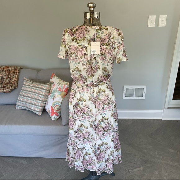 NWT small, LC Lauren Conrad, midi dress, purple, pink and blue floral dress - Picture 6 of 7